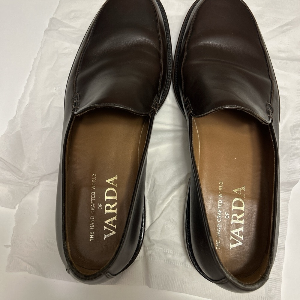 Mens Varda Brown leather loafers size 11 with a classic style. Italian leather - Picture 7 of 11